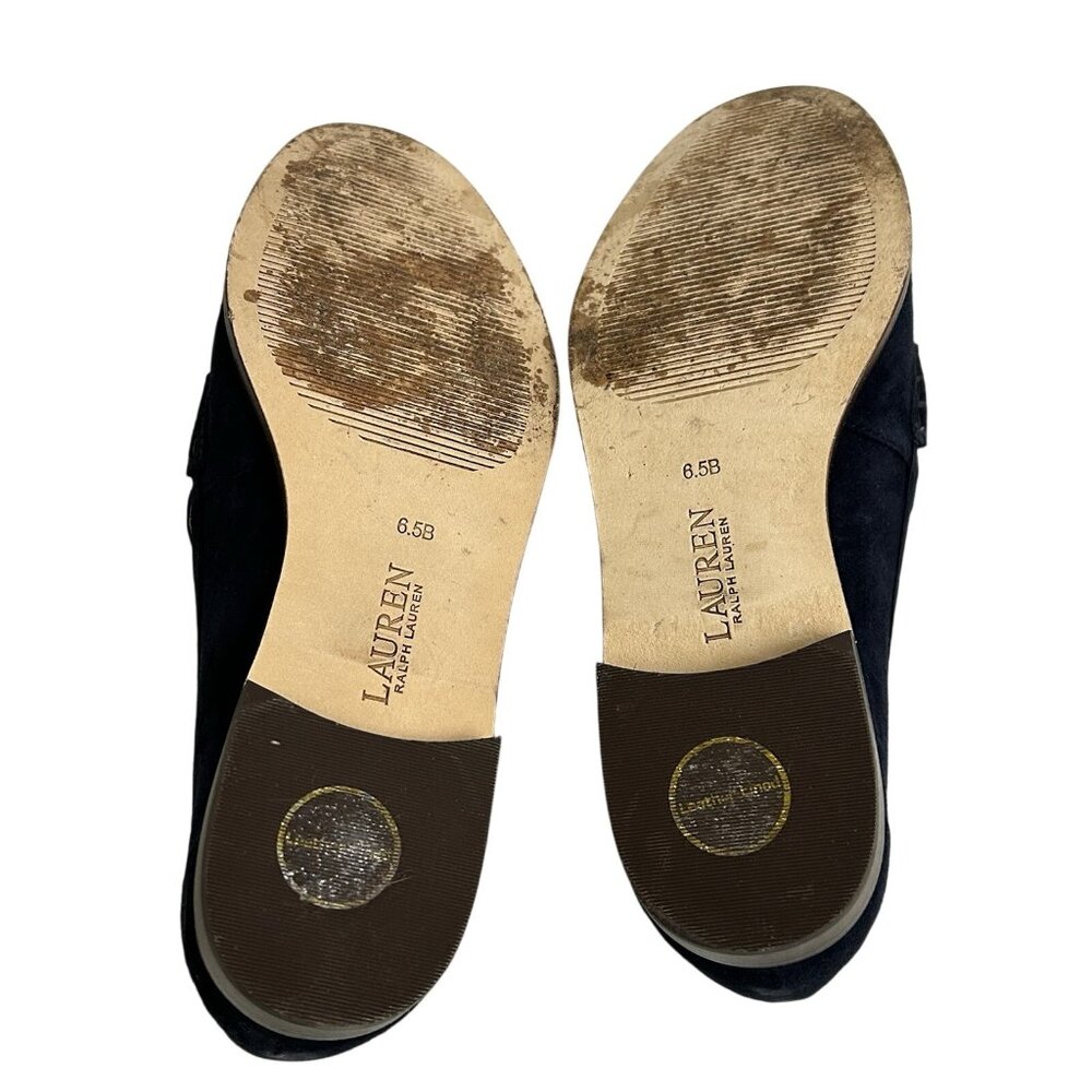 Lauren Ralph Lauren Wynnie Leather Loafers Women 6.5B Slip On Blue Soft Nappa - Picture 5 of 12